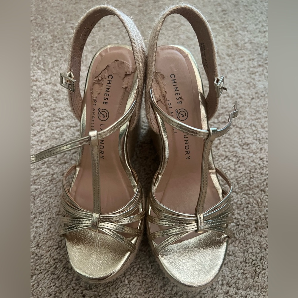 Chinese Laundry Gold Espadrilles Wedge